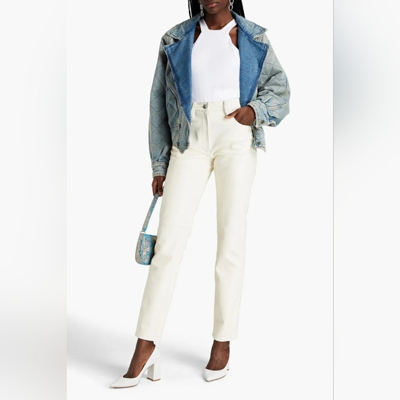 NWT Magda Butrym white high rise leather pants
